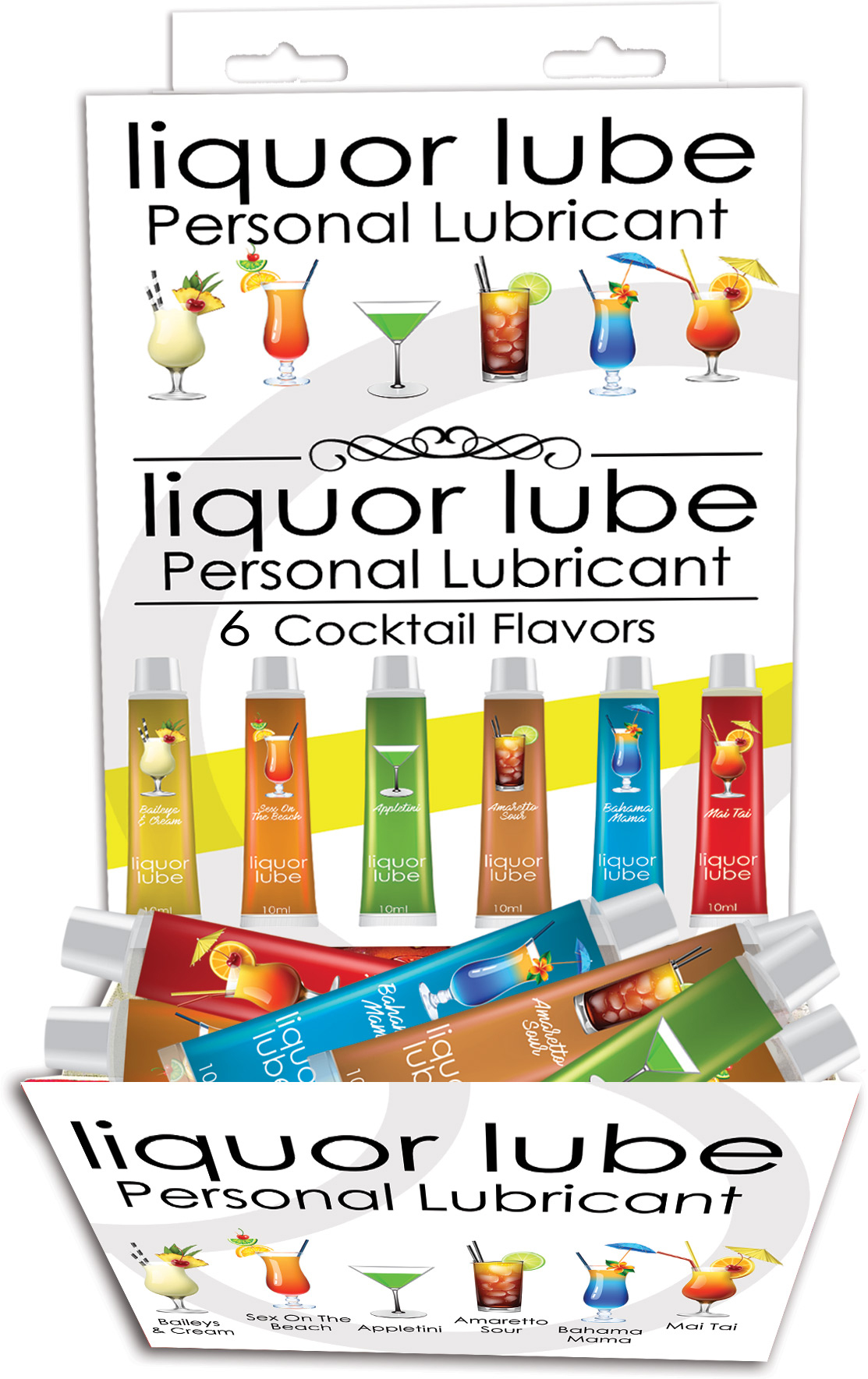 bayAp1ksZxH36F4YRWhzKffygtJKe4WN Liquor Lube Assorted Flavors 72 Pcs Display - Display - 6 Cocktail Flavors - 10ml Tubes - Image 1