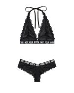 Not Your Bitch Bralette and Cheeky Panty Set - Black - S/m - Image 4