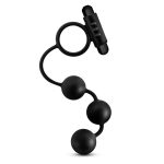 Anal Adventures - Platinum - Silicone Anal Ball With Vibrating C-Ring - Black