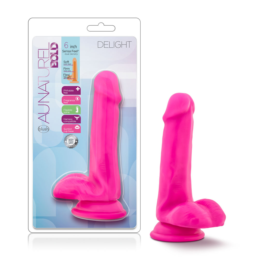 www.blushnovelties.com Au Natural - Bold - Delight - 6 Inch Dildo - Pink - Image 1