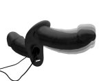 Power Pegger Silicone Vibrating Double Dildo With Harness - Black - Image 3