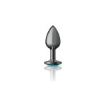 Teal Round Gem Gunmetal Metal Plug - Sm - Image 6