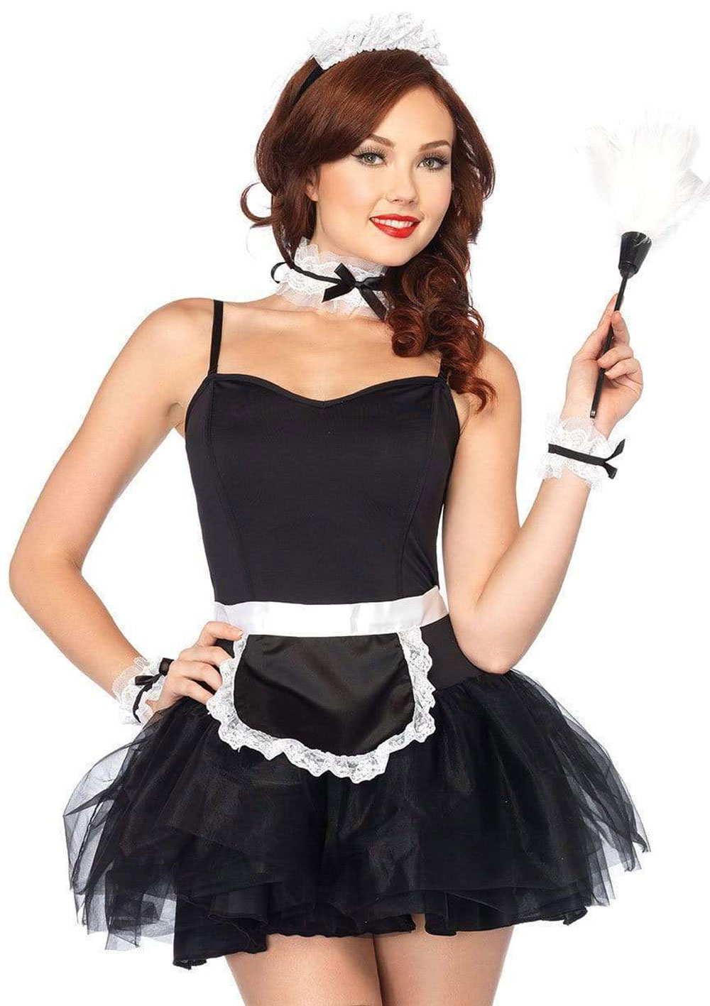 cfTEAQeAencNWx1NHd5Yz2gRxBzEELiq Lace French Maid Costume Kit - Black - Image 1