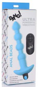 Bang - Vibrating Silicone Anal Beads and Remote Control - Blue