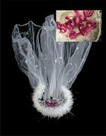 Flashing Bride-to-Be Tiara With a White Fur Veil - Image 2
