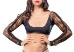 Crotchless Short Style With Mesh Bottom Leggings - One Size - Black - Image 2