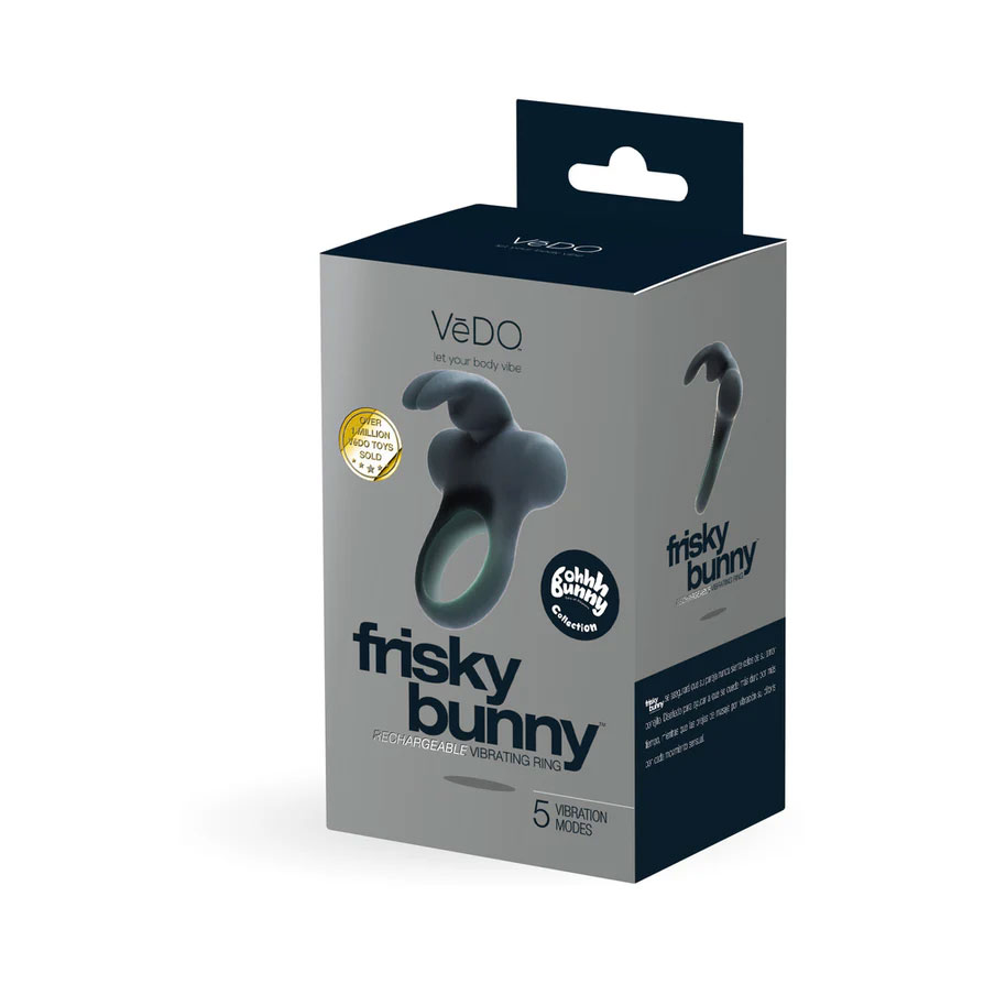 dcF6EozN Frisky Bunny Vibrating Ring Black Pearl - Image 1