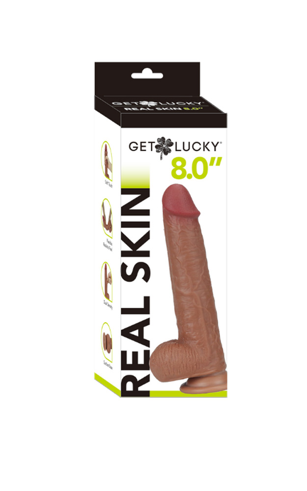 dgfnTLh34eAotAJFwS4x0Kg1waJgD2Z7 Real Skin 8" Dual Layer Dildo - Light Brown - Image 1