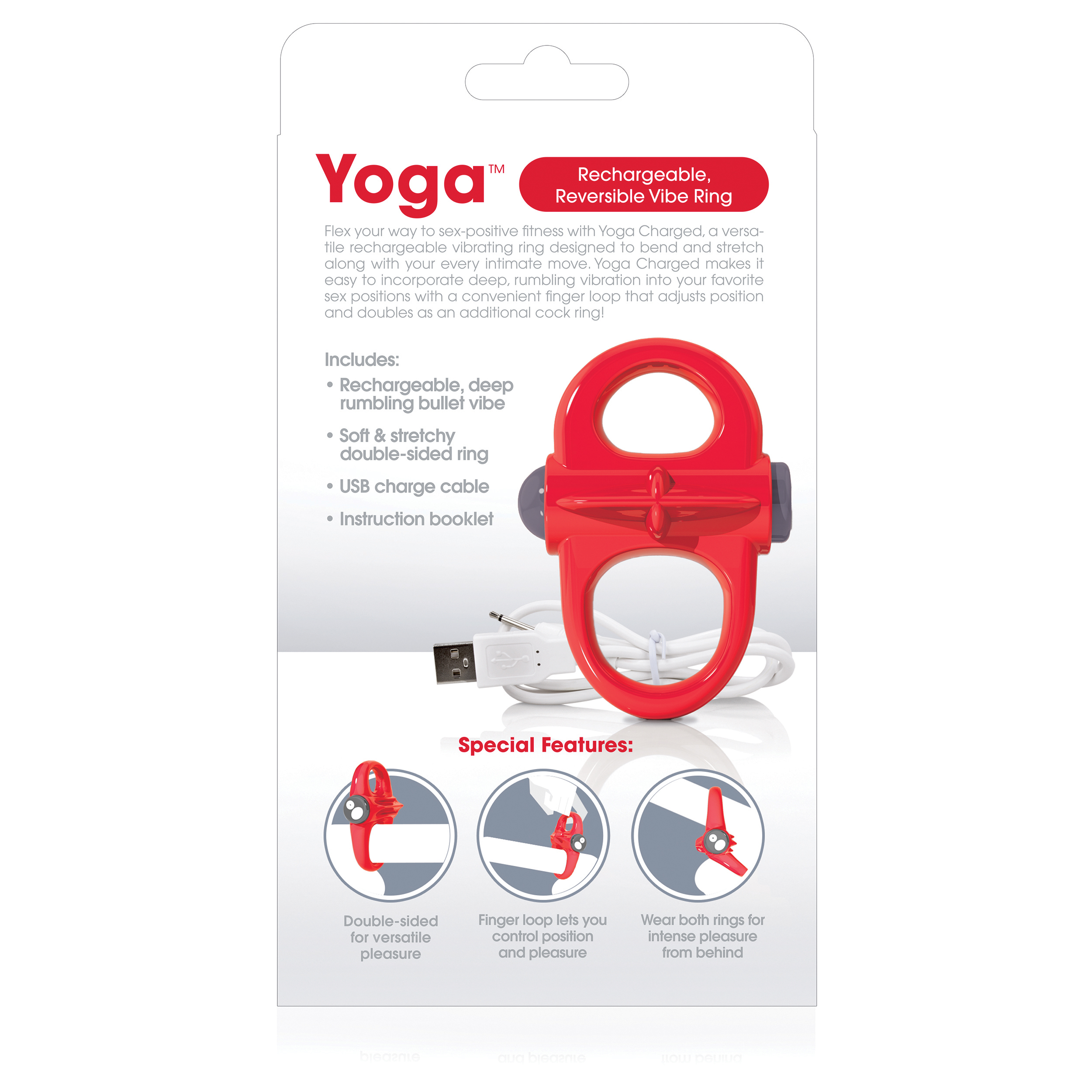 doMTgSTvXgQ1iybNDL14Qj6gKNg2peWF Charged Yoga Rechargeable Vibe Ring - Red - Image 1