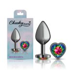 Rainbow Heart Gem Gunmetal Metal Plug - Md