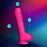 Neo Elite - 9 Inch Silicone Dual Density Cock With Balls - Neon Pink - Image 4