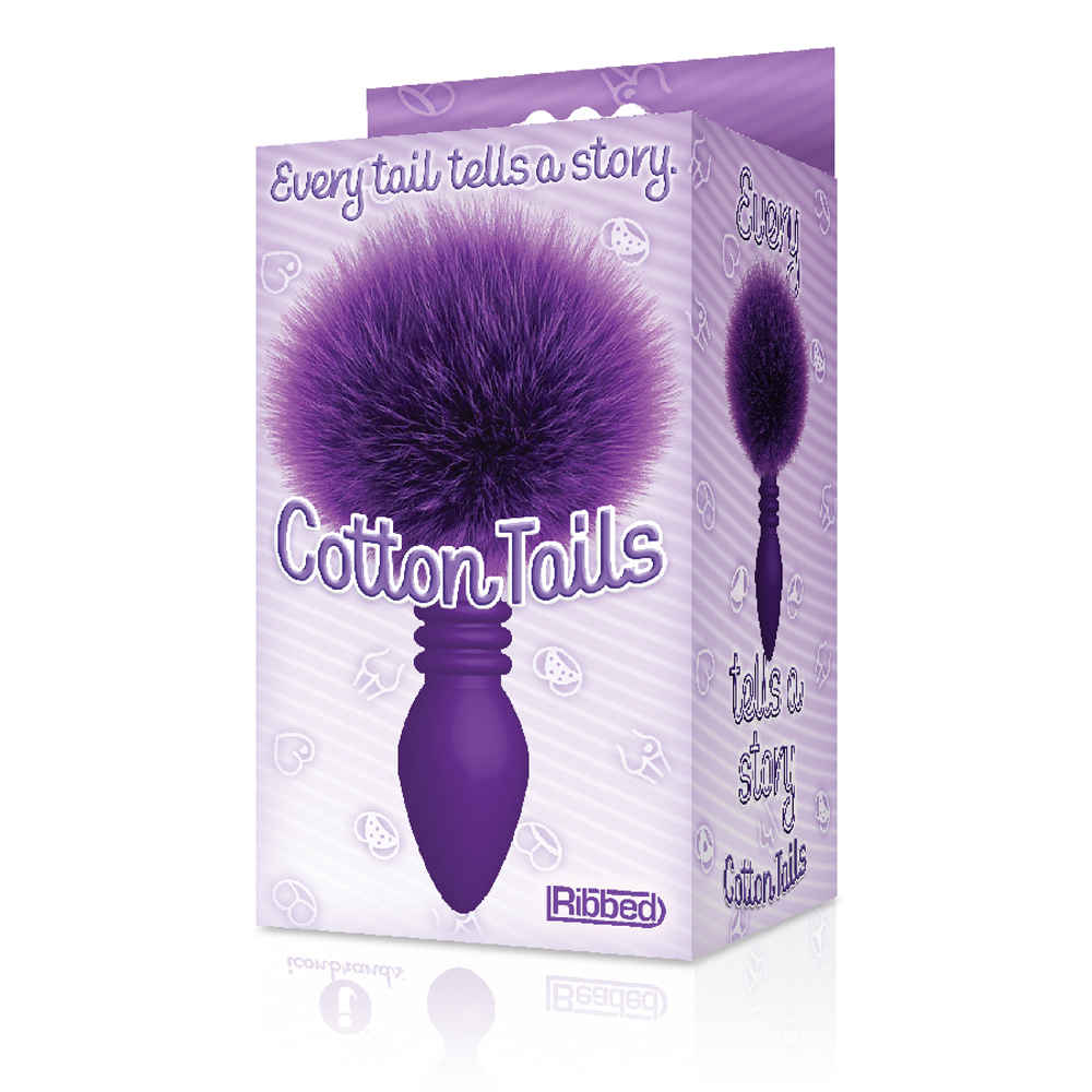 eQmKA2QyeobHJ1ciJbQi2B29RrqLIQKZ The 9's Cottontails Silicone Bunny Tail Butt Plug - Ribbed Purple - Image 1