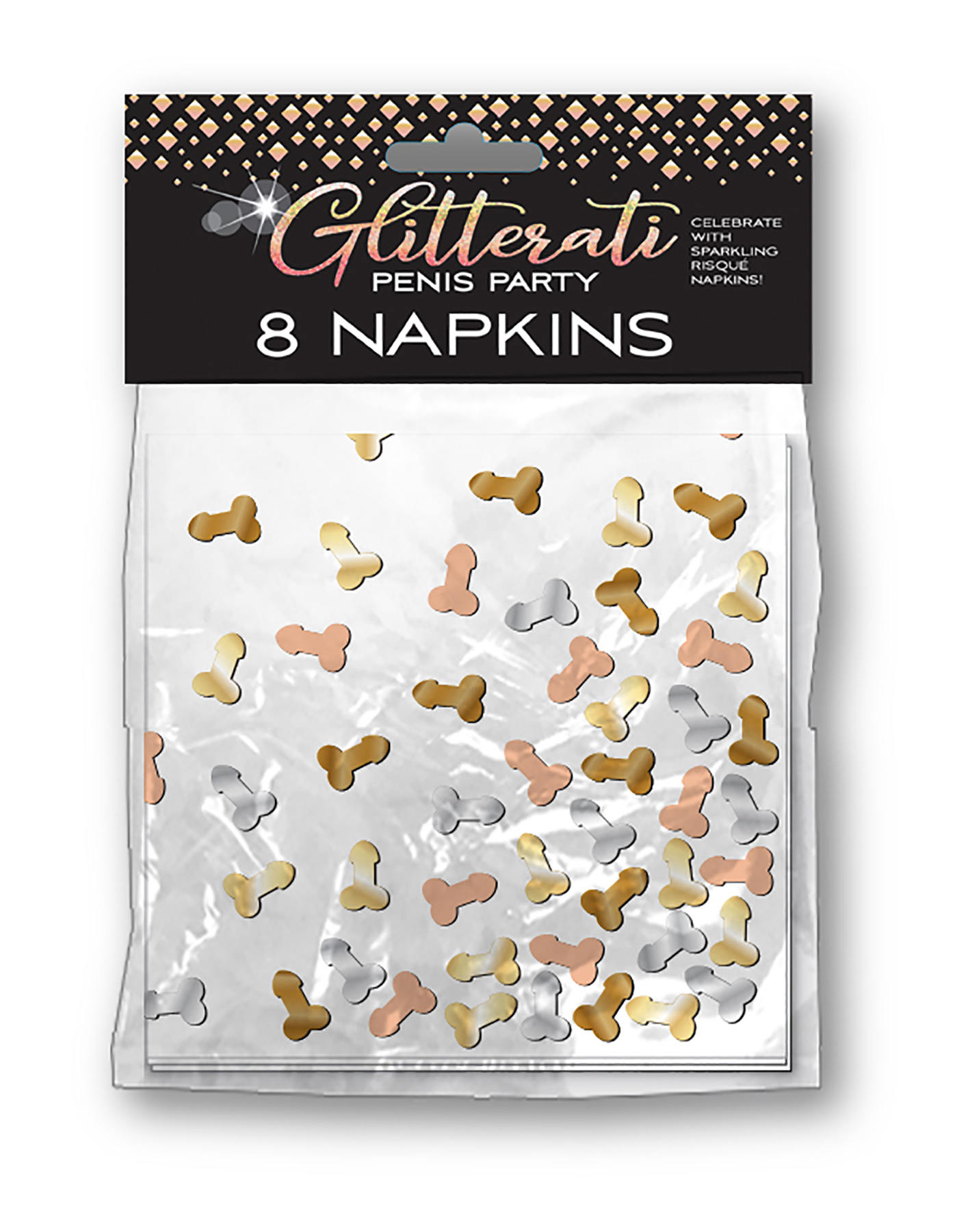egAQyGLXOuwGqjfPuSX740VvYwGx5Fmy Glitterati Penis Party Napkins - 8 Count - Image 1