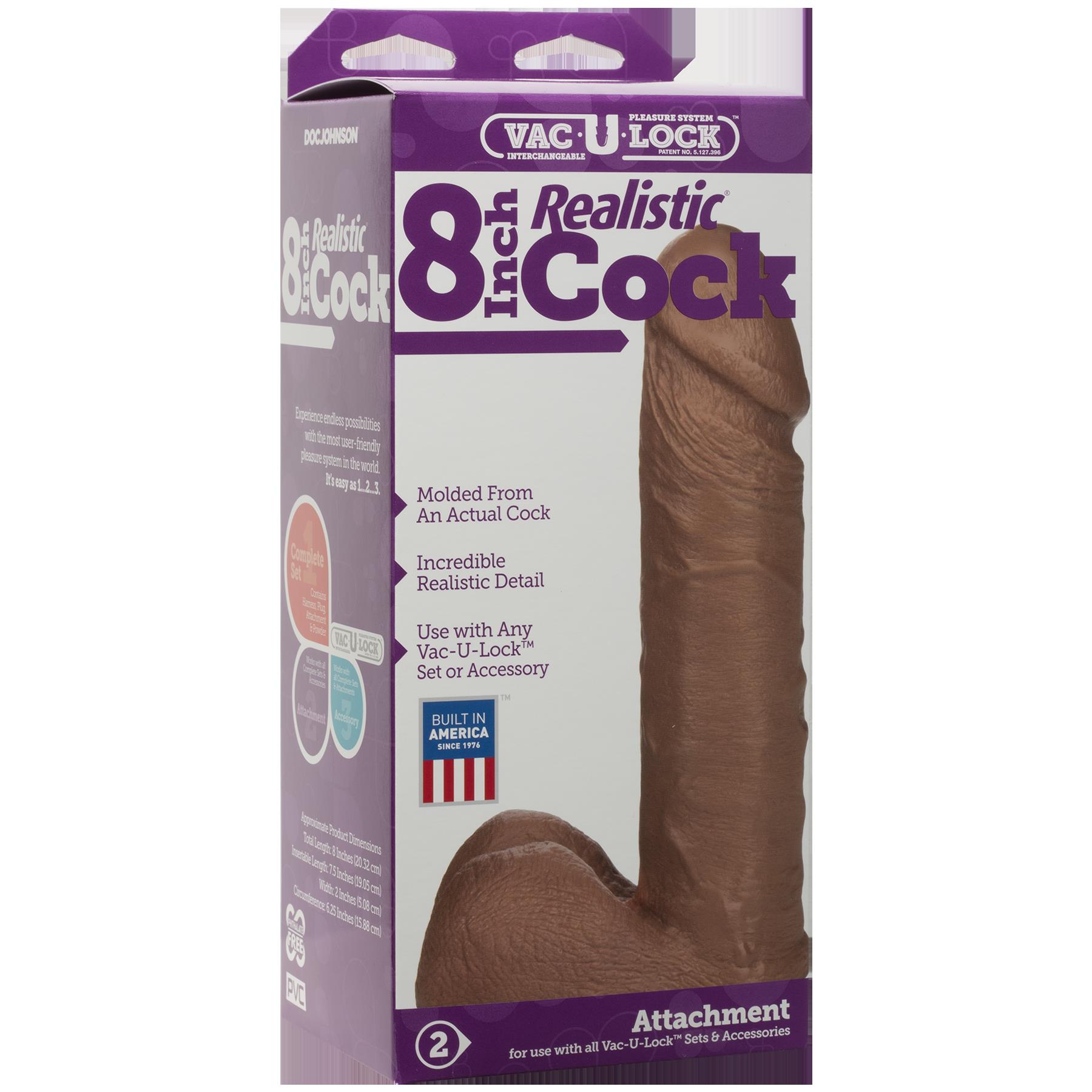f74Sfia1DeJOfcVs7u95zorH4J7LEZsM Vac-U-Lock 8-Inch Realistic Cock - Brown - Image 1