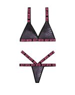Sexy Bitch Bralette and Strappy Panty Set - Black - M/l - Image 4