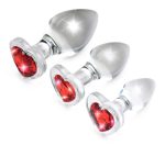 Red Heart Gem Glass Anal Plug Set - Image 2