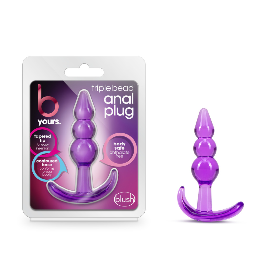 facQ9pyqs7imBDM0XMEb9N3cL7nz21Kt B Yours - Triple Bead Anal Plug - Purple - Image 1