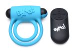 Bang - Silicone Cockring and Bullet With Remote Control - Blue - Image 2