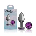Purple Round Gem Gunmetal Metal Plug - Sm - Image 3