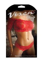 Rose & Thorn Lace Crop Top & Panty - One Size