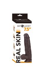 Real Skin 7.5" Dual Layer Dildo - Dark Brown - Image 4