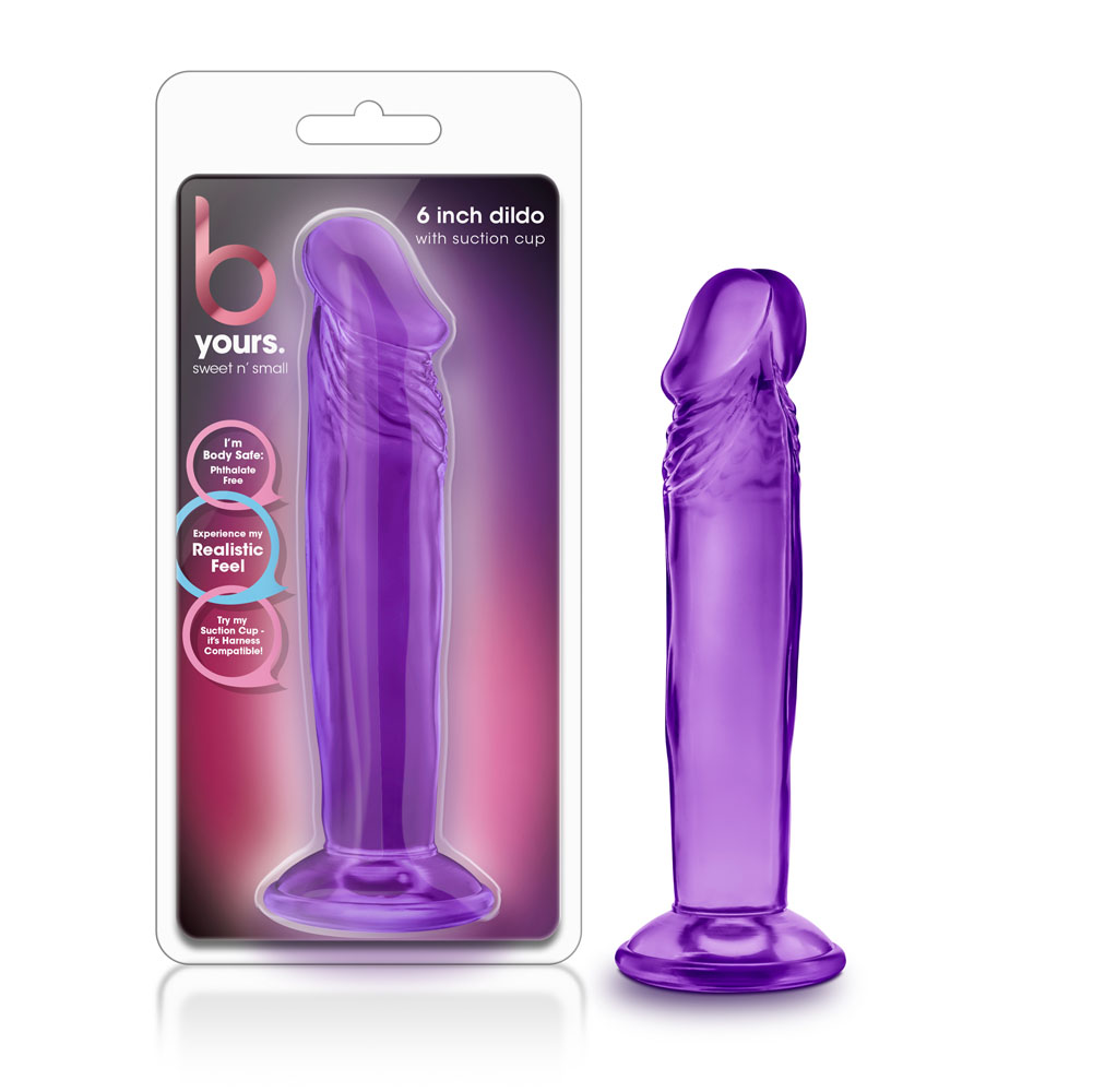 www.blushnovelties.com B Yours - Sweet n' Small 6 Inch Dildo With Suction Cup - Purple - Image 1
