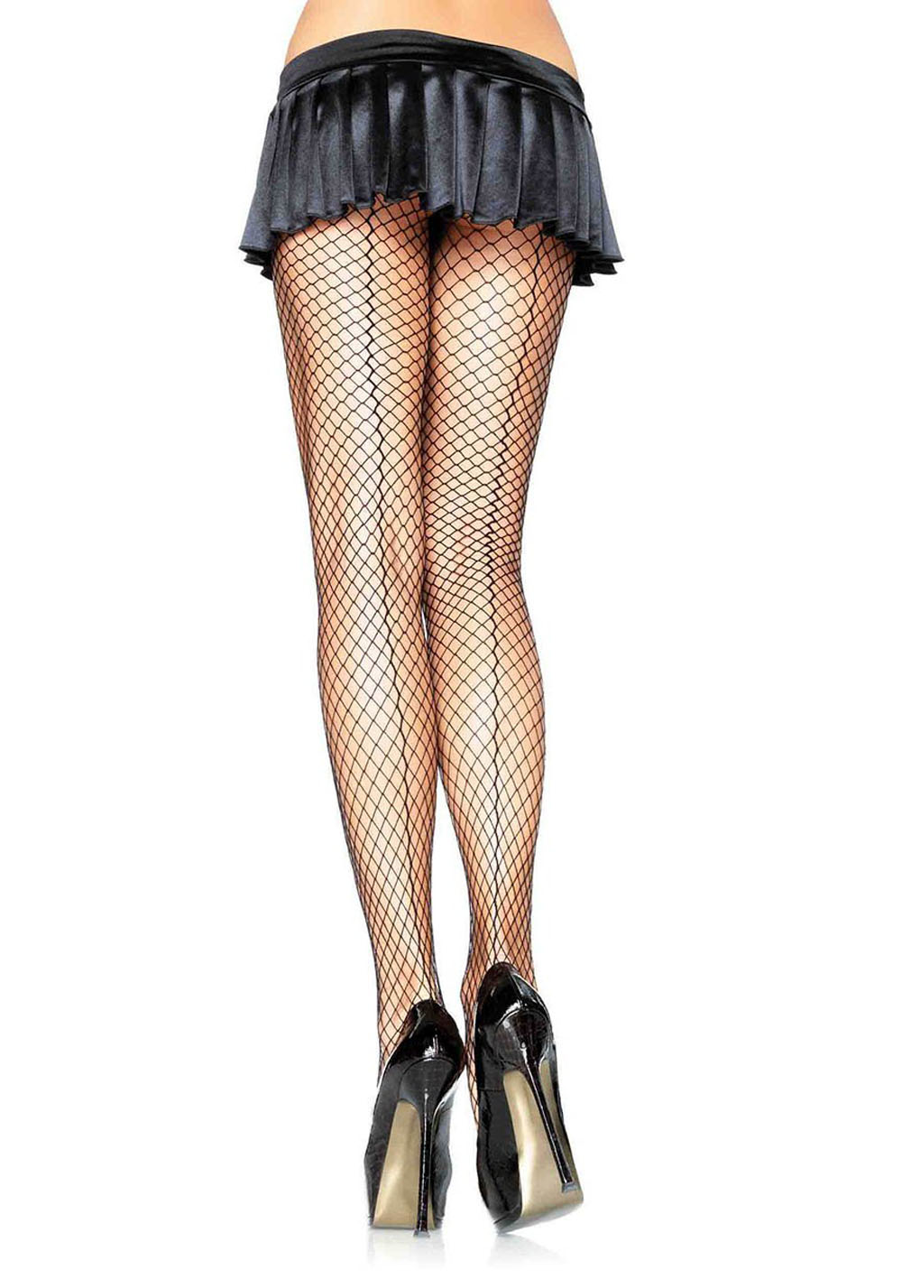 hhJjgmhZp7eXheAgyUDeURXvSE0M0xza Spandex Industrial Net Backseam Pantyhose - One Size - Black - Image 1