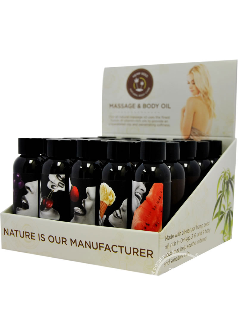 iNRi9k9M Edible Massage Oil - 25 Count Display - 2 Fl. Oz. Bottles - Assorted Flavors - Image 1