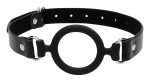 Silicone Ring Gag With Adjustable Bonded Leather Staps - Black - Image 3