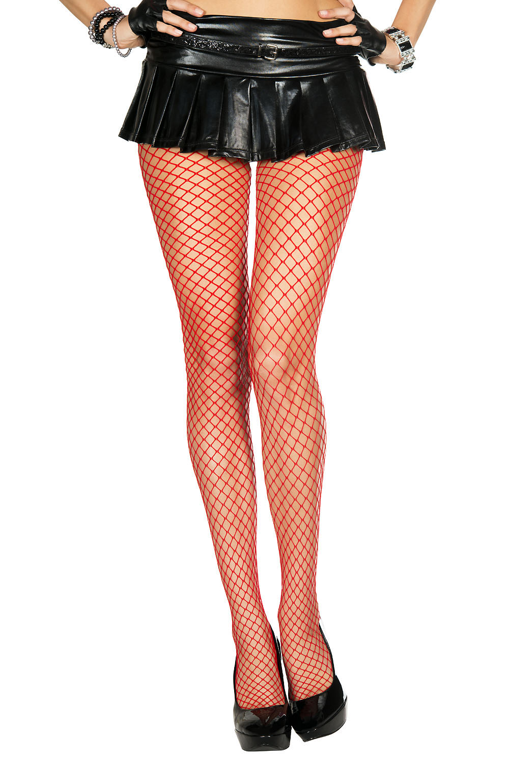 jlw6pxMQLOzDKA2BejbidtNywwBKCWmj Mini Diamond Net Spandex Pantyhose - One Size - Red - Image 1