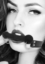 Silicone Bit Gag With Adjustable Bonded Leather Straps - Black - Image 6