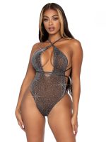 Convertible Lurex Rhinestone Teddy - One Size - Black Silver - Image 4