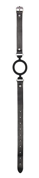 Silicone Ring Gag With Adjustable Bonded Leather Staps - Black - Image 4