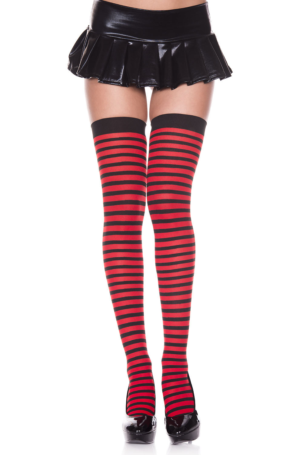 kAO7cQrneEVyBbqvAu8YeUbZqM2HTiDA Striped Thigh Hi - One Size - Red / Black - Image 1