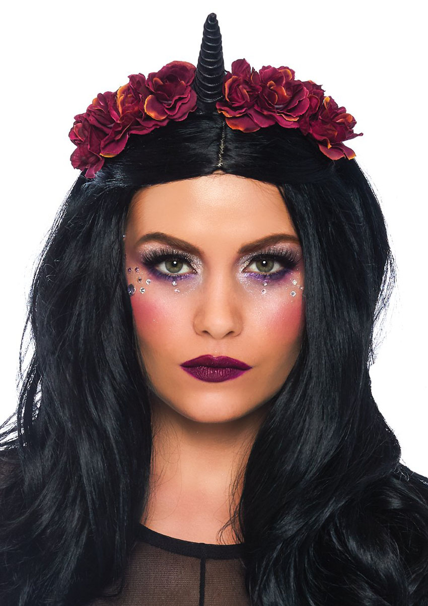 kIWwfg415EWLZJAtSrgdv39N9WvB2Xfw Dark Velvet Unicorn Flower Headband - Image 1