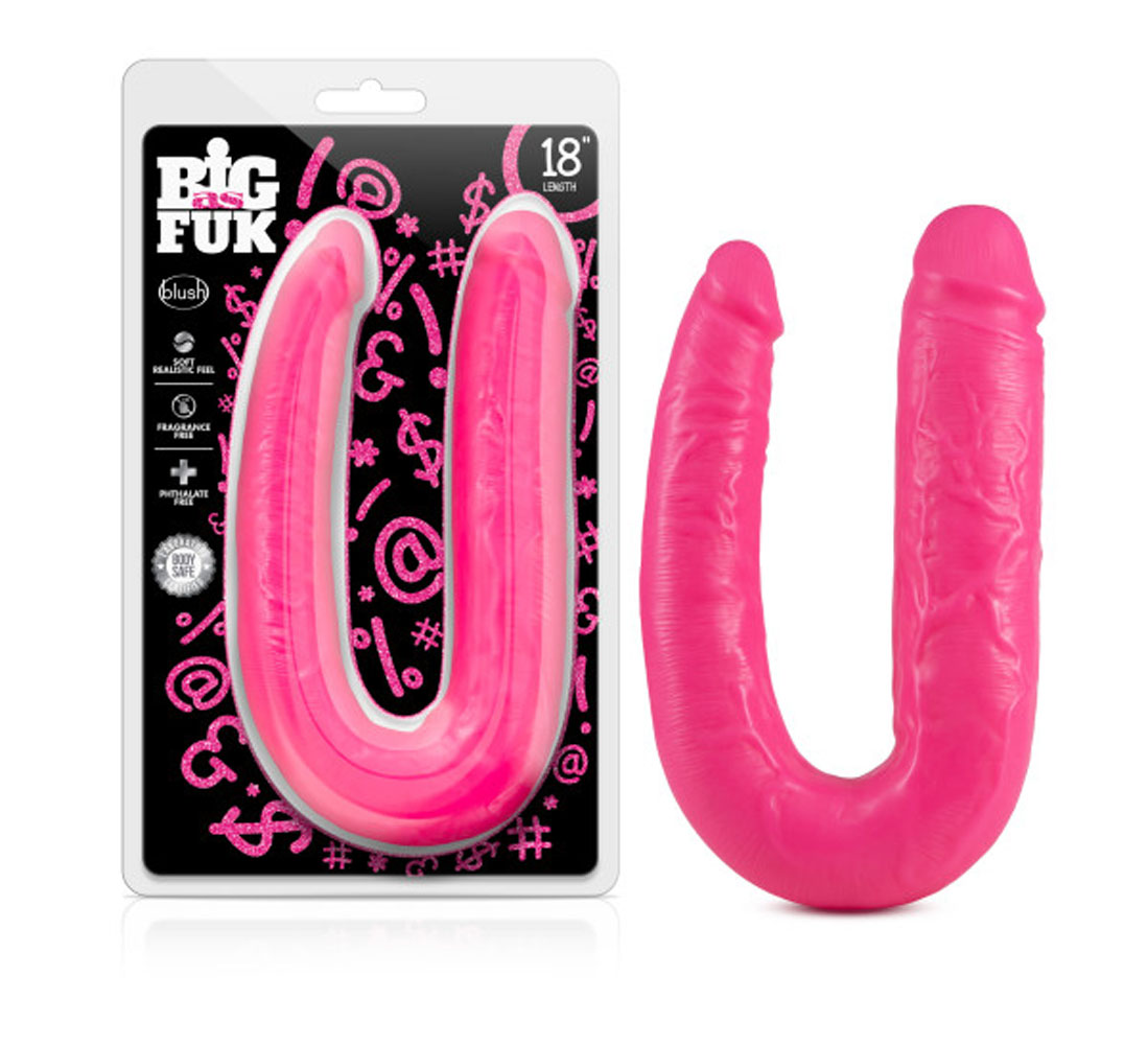kp8iNSTPJw3v2sPKbx0YmGguFGXSmnz4 Big as Fuk - 18 Inch Double Headed Cock - Pink - Image 1