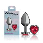 Deep Red Heart Gem Gunmetal Metal Plug - Md