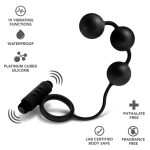 Anal Adventures - Platinum - Silicone Anal Ball With Vibrating C-Ring - Black - Image 5