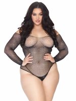 Rhinestone Snap Crotch Bodysuit - 1x/2x - Black - Image 5