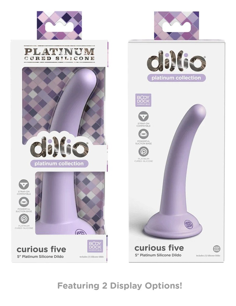 m6YJZFO8WuZaWsLAcNsB45bMQ8ZCMfWH Dillio Platinum - Curious Five 5 Inch Dildo - Purple - Image 1
