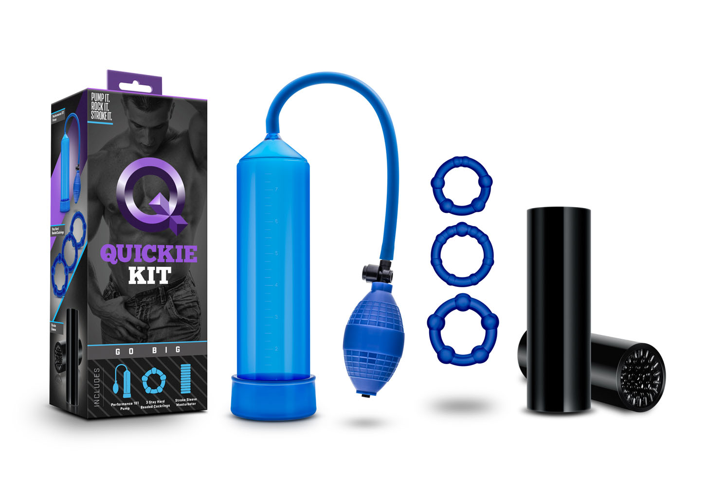 www.blushnovelties.com Quickie Kit - Go Big - Blue - Image 1