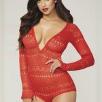 Knit Long Sleeve Romper - Small - Red