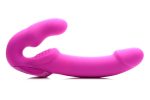 Evoke Rechargeable Vibrating Silicone Strapless Strap on - Pink - Image 3