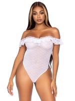 Lace Ruffle Snap Crotch Teddy - One Size - White - Image 3