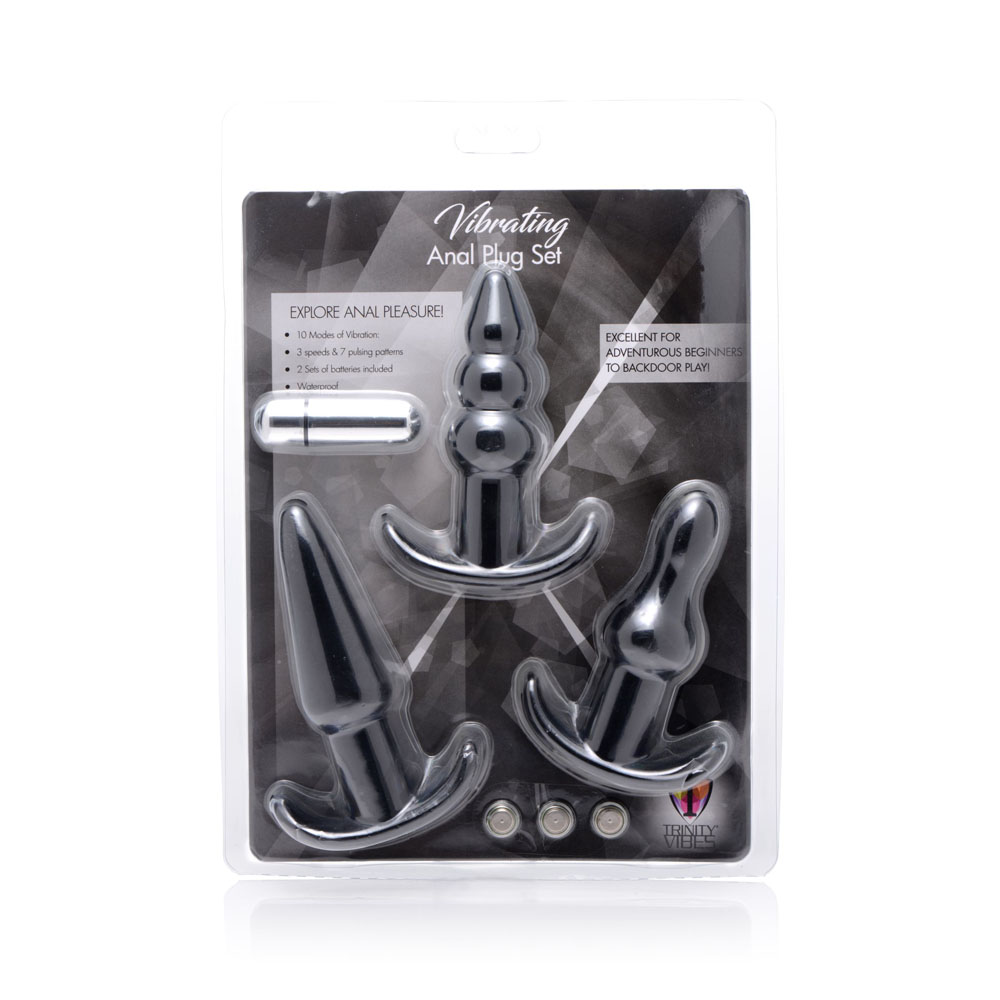 mbnUabRjCpWk7tznXk7mzY6bKgVXSuAP 4 Piece Vibrating Anal Plug Set - Black - Image 1