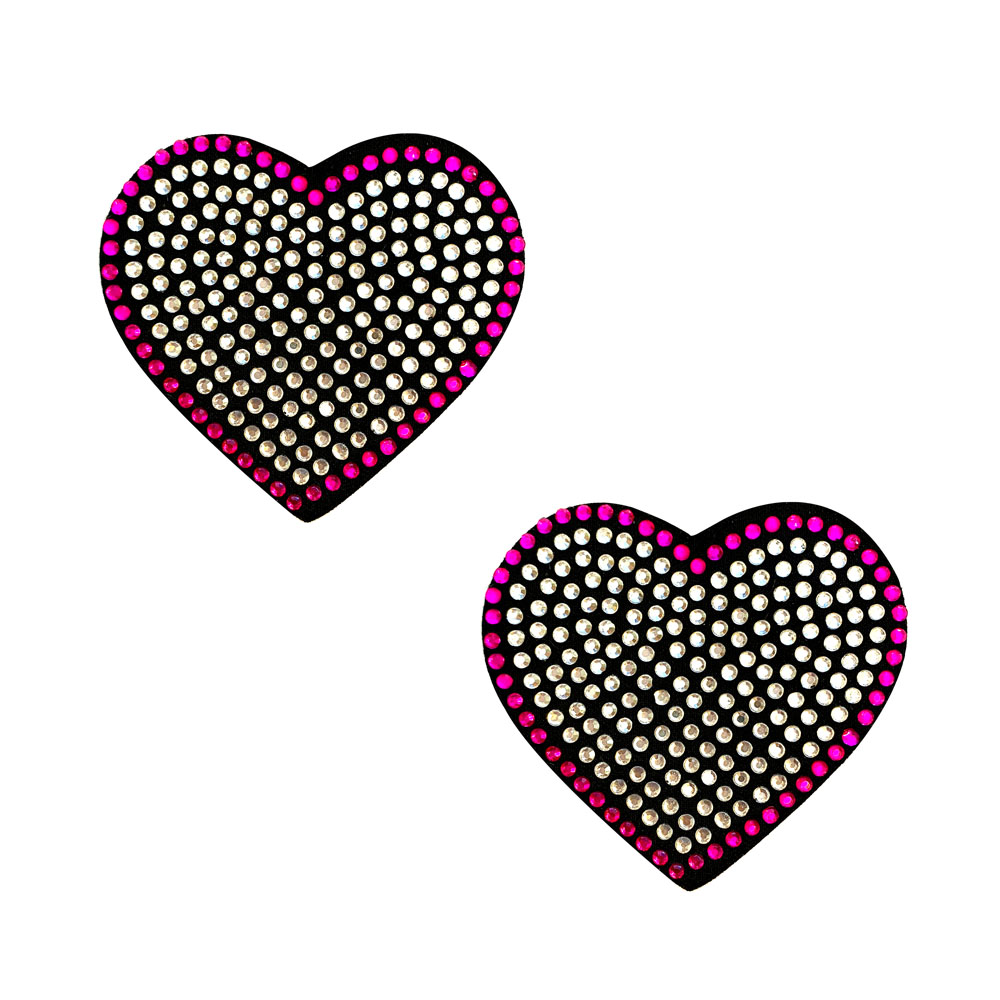 mxoVLtnnZ2XQINZBk0HNLGrlbjGXMKMU Heart 'N Soul Pink and Clear Iridescent Crystal Heart Reusable Silicone Nipztix - Image 1