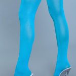 Opaque Nylon Thigh Highs - Turquoise - One Size
