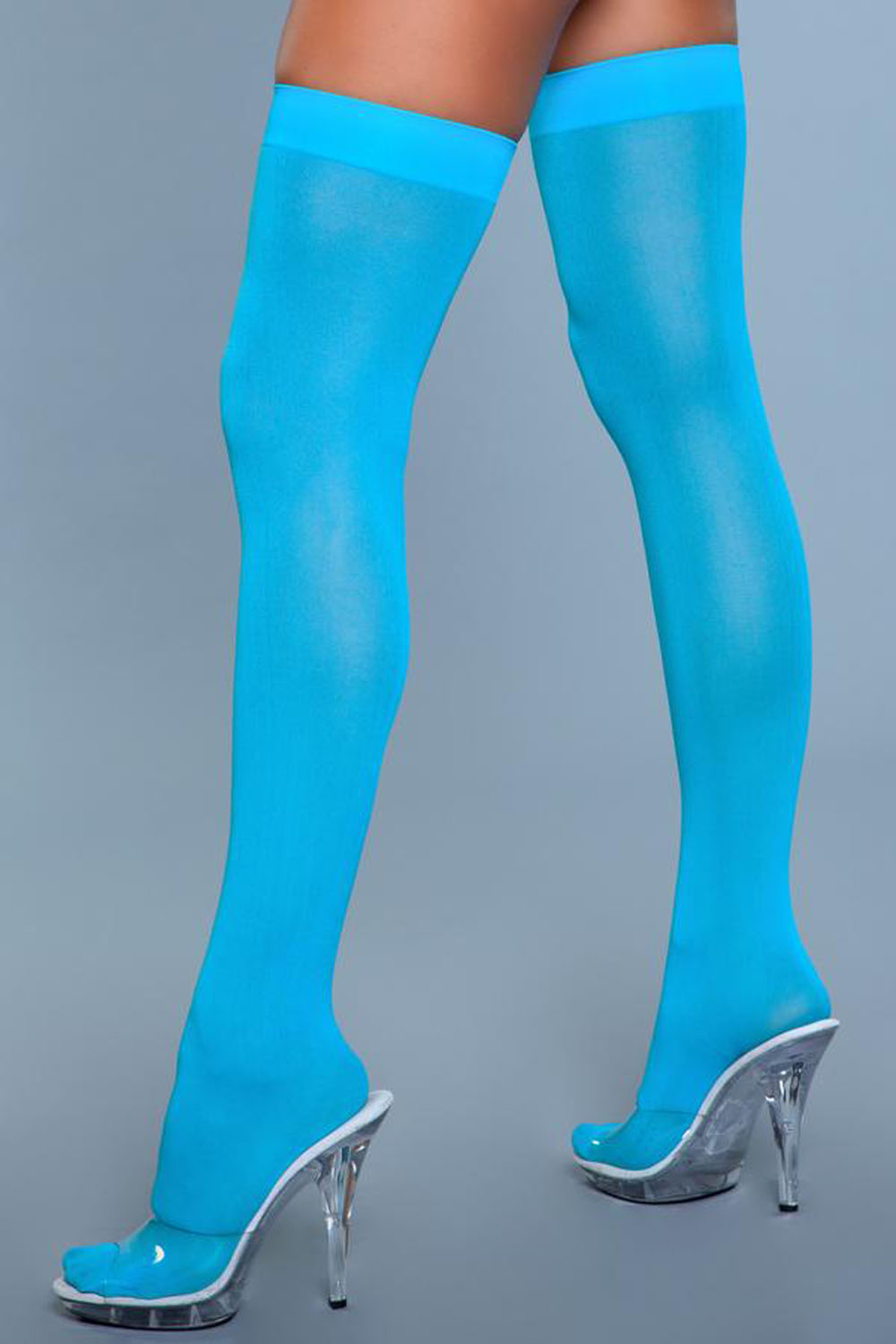 nDf1Yils21tC8zkBNwQOWvnXMDSDcJ00 Opaque Nylon Thigh Highs - Turquoise - One Size - Image 1