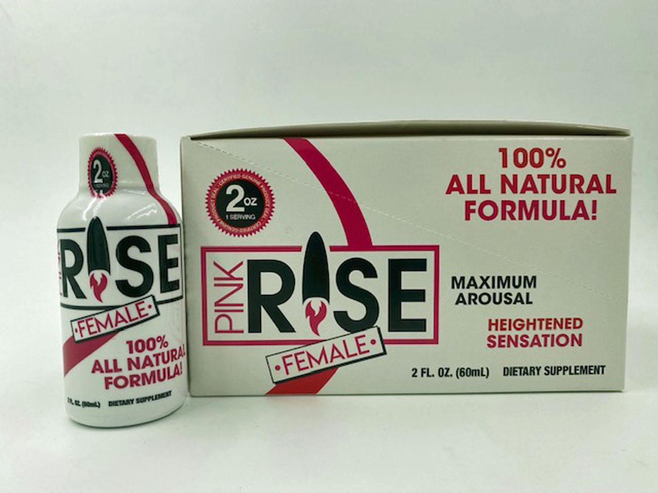 nEF36BhsFuDQpFJoLpvERbMmDlGUXah1 Pink Rise Shot- 12 Liquid Bottle Female Sexual Enhancement Display - 2 Fl. Oz. - Image 1