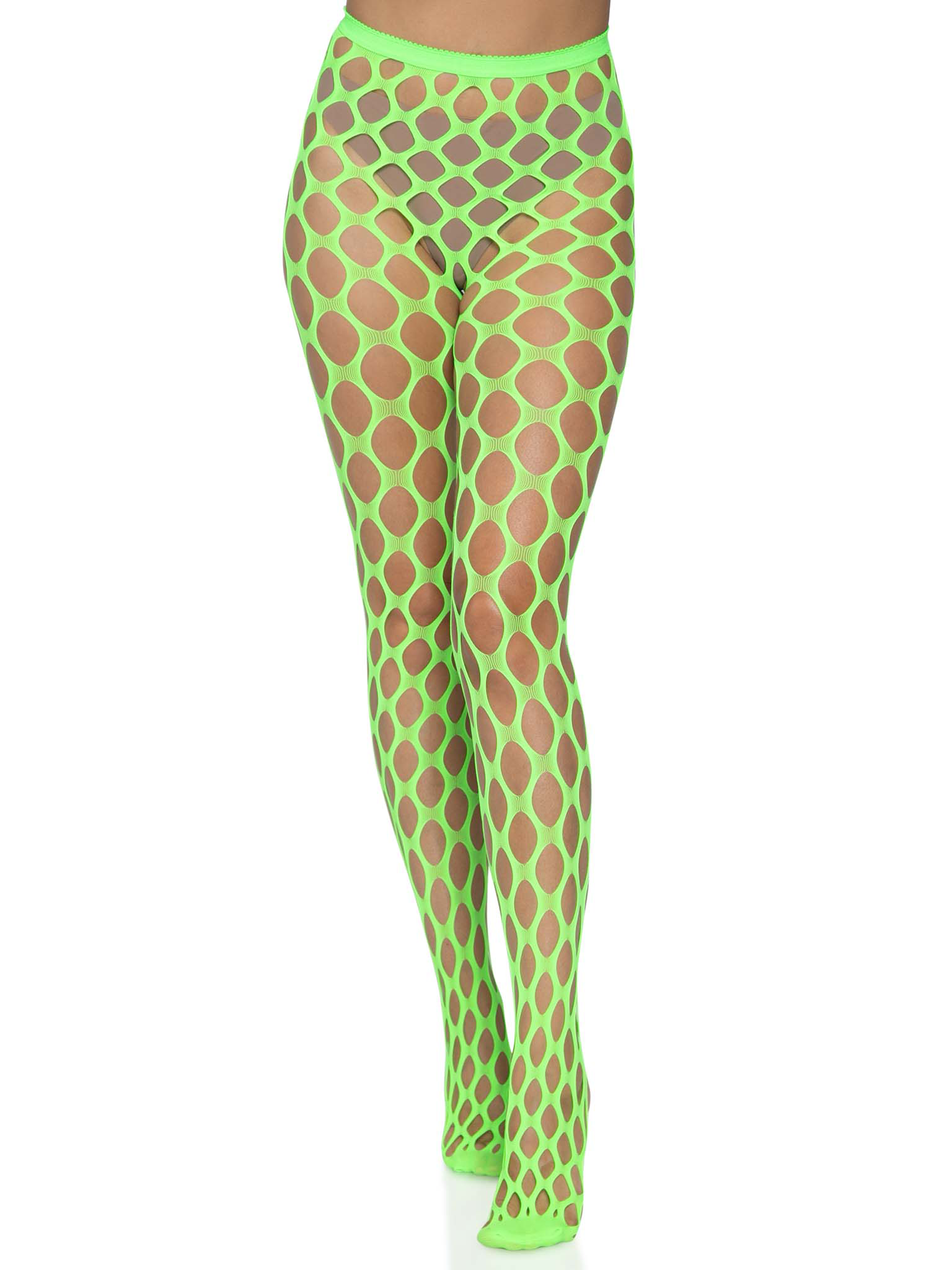 nVckTs8FHAaUi388YwoCBBxmACo22bUN Jumbo Pothole Net Tights - Neon Green - One Size - Image 1